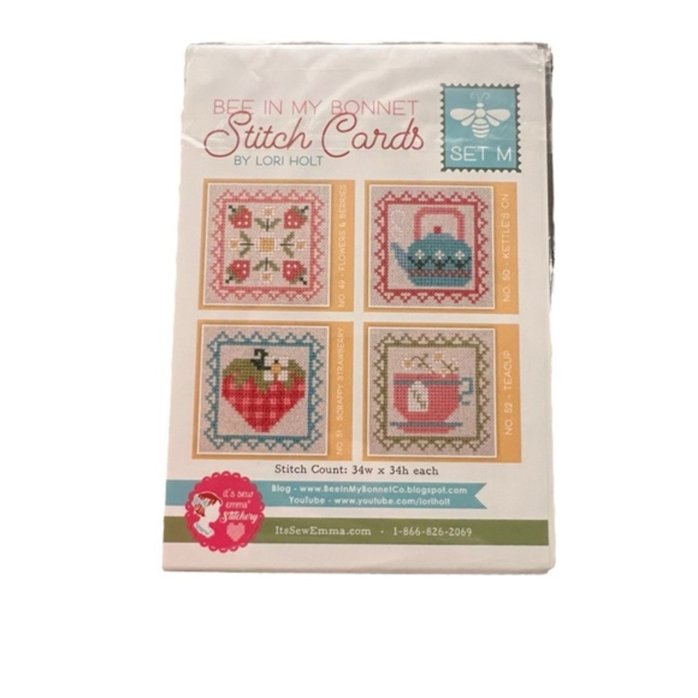 Bee In My Bonnet Stitch Cards Lori Holt Counted Cross Stitch Chart It’s Sew Emma